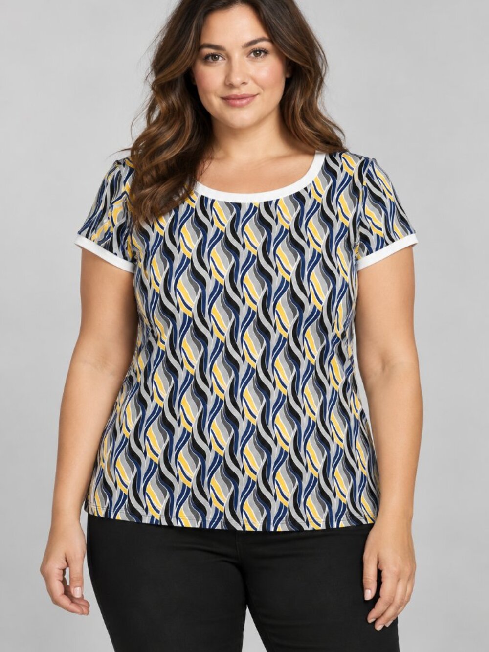 Alfani Multicolored Fitted‎ Graphic Tee with back detail